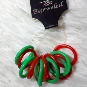 ☄Bejeweled Vintage Style Rubber Christmas Rings